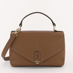 FURLA Dafne Top Handle Satchel Brown Tan Caramello NWOT